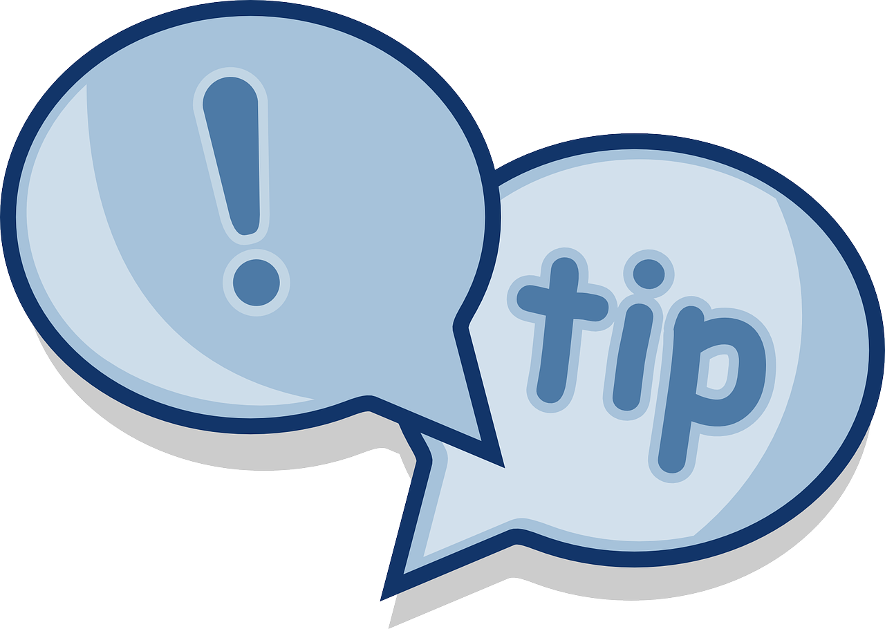 Vector image of speech bubble with "tip" written inside.