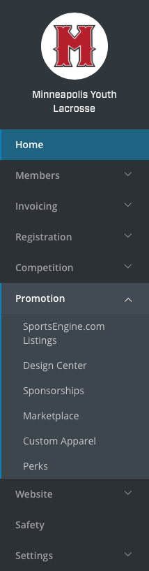 SportsEngine HQ Navigation - Programs